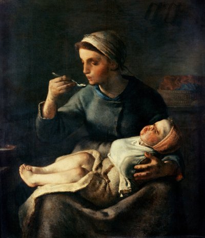 El cereal del bebé, 1867 de Jean Francois Millet